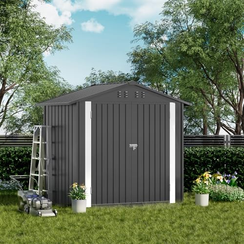 COMHOMA Outdoor Storage Shed Metal Garden Tool House Lockable