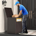 LHBGO Package Delivery Box for Outside with Sign, 48 Gallon Storage with Lockable Secure, Large Double Wall Resin Outdoor Package Delivery Waterproof