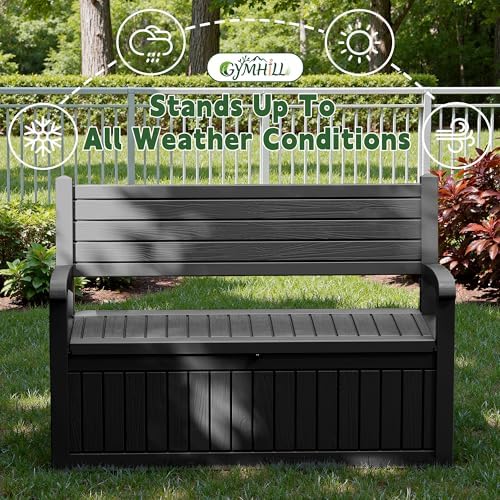 80 Gallon Outdoor Storage Bench,Waterproof Resin Deck Box with Seat