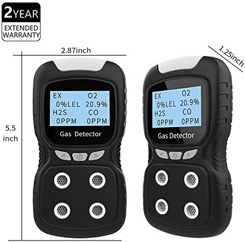 XLA Alert Portable Gas Detector, Gas Clip 4 Gas Monitor Meter Tester Analyzer