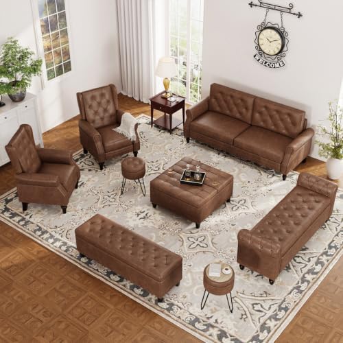 FiveWillowise 55" Bedroom Bench, End of Bed Bench with Storage, Brown