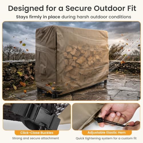 Firewood Log Rack Cover 8 foot - Heavy Duty - Brown (Brown, 4 Feet)