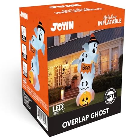 JOYIN Halloween Inflatable Ghost Outdoor Decorations, Giant Overlap Ghost Inflatable Decor with LEDs, Blow Up Yard Decorations for Halloween Party Garden Lawn Yard Decor