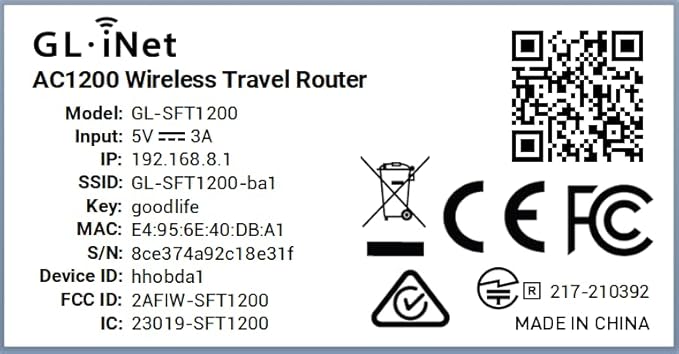 GL.iNet GL-SFT1200 Portable WiFi Travel Router, Mini VPN Wireless Router