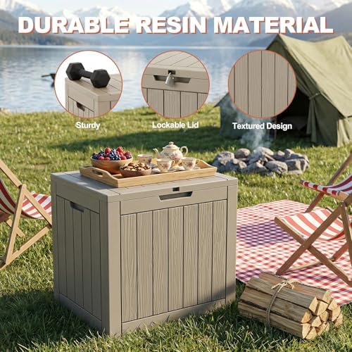 EFU Outdoor Storage Box 42 Gallon Deck Box, Waterproof Resin, Grey