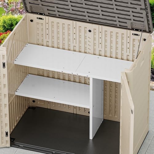 YITAHOME 30cuft Horizontal Storage Shed Shelf, Weatherproof Metal Shelf for 30 cu ft Tool Cabinet, Ideal for Outdoor Use, Easy Assembly,45.6" L X 13.2" W X 29.2" H, White