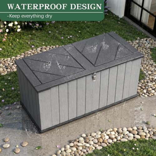 Outdoor Storage Shed, Resin Waterproof Storage Cabinet, Large Deck Box