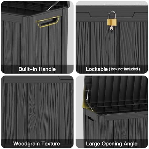 Mars Villa Deck Box, Outdoor Storage Box Waterproof, 80 Gallon, Black