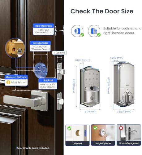 Veise VE027 WiFi Smart Lock Fingerprint Keyless Entry Deadbolt Satin Nickel