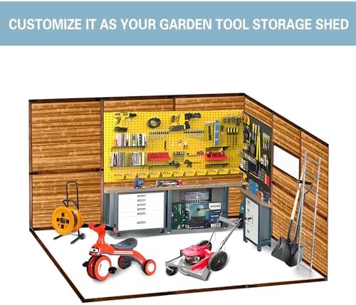10x8 FT Outdoor Wood & Metal Storage Shed, Floor Not Included