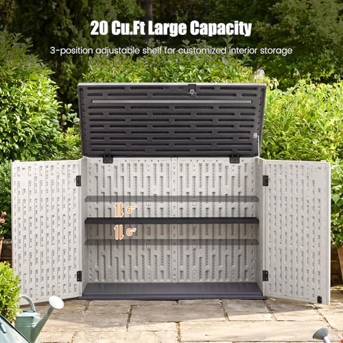 Tangkula 20 Cu.Ft Large Outdoor Storage Cabinet w/Adjustable Shelf