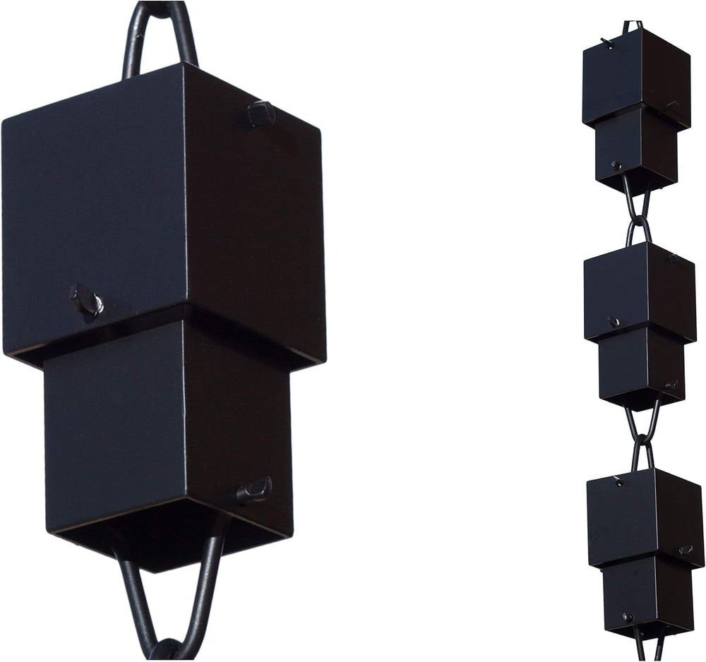 Monarch Rain Chains Aluminum Multi Cube Black Rain Chains for Gutters – 8.5 f...