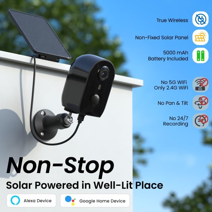aoqee solar security cameras wireless outdoor, motion detection, side view