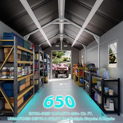 WACASA 8x14 FT Deep Resin Plastic Outdoor Storage Shed, Floor Included
