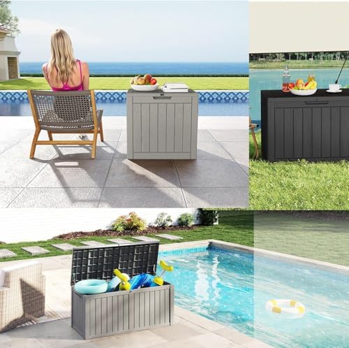 Outdoor Deck Storage Box, 50 Gallon Deck Box,Lockable Patio Storage Bench
