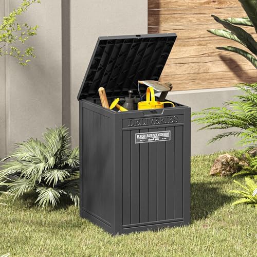LHBGO Package Delivery Box for Outside, 48 Gallon Storage with Lockable Secure, Large Resin Outdoor Package Drop Container