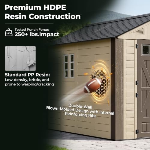 Resin Shed 8x10 FT Outdoor Storage Shed with Floor Included