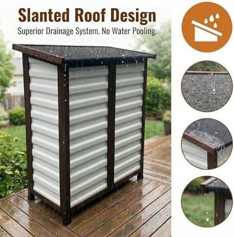 Small Fir Wood Outdoor Storage Cabinet, Weatherproof Garden Shed