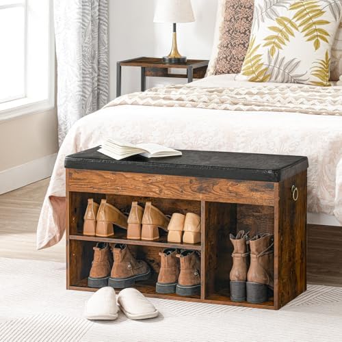 HOOBRO Shoe Storage Bench with Cushion, 32.3" Entryway Bench