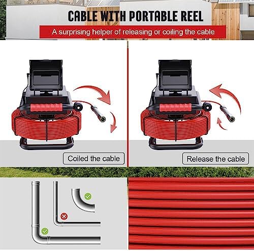 sewer camera 165ft/50m 4.3" pipe inspection camera with showing dimensions