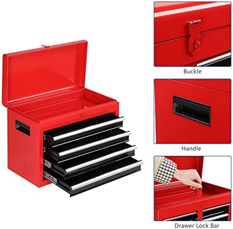 TUFFIOM 5-Drawer Rolling Tool Chest, Tool Storage Cabinet w/Drawers, Lockable Wheels, Detachable Top & Adjustable Shelf, Mechanic Tool Organizer Box for Garage, Workshop, Warehouse & Repair Shop