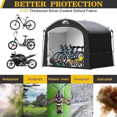 Happy Travel Bike Storage Shed Tent, Waterproof Portable Bicycle Cover Shed