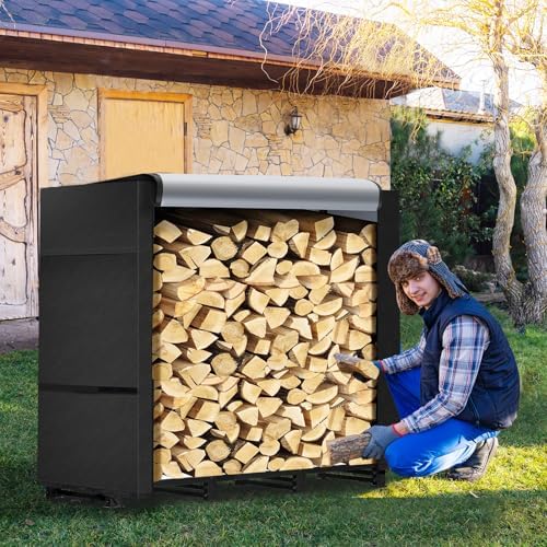 4ft Firewood Rack Outdoor with Waterproof Widened Cover
