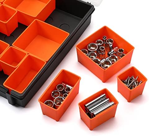 2PCS Multi-Purpose Toolbox, Professional Organizer with 22 Bin Compartments, Box Organizer for Hardware, Screws, Bolts, Nuts, Nails, Tools, Arts