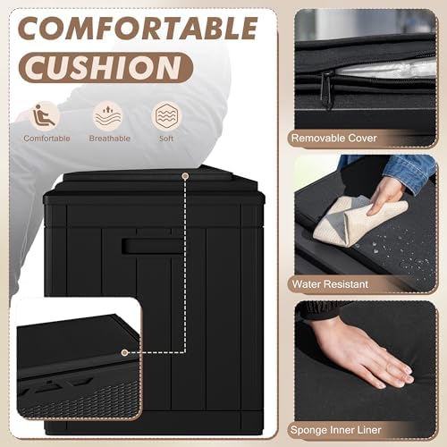 Devoko 100 Gallon Deck Box Waterproof Outdoor Storage Box with Cushion
