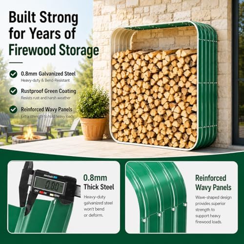 49IN Firewood Rack Outdoor Indoor, 600LBS Capacity,Waterproof Heavy Duty Wood...