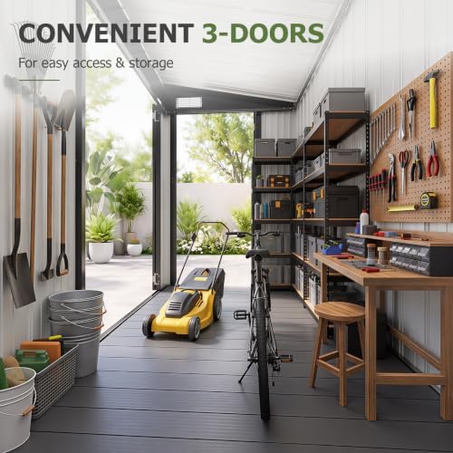 Aoxun 7.5'x4' Outdoor Storage Shed with 3 Lockable Doors & 14mm PP Floor