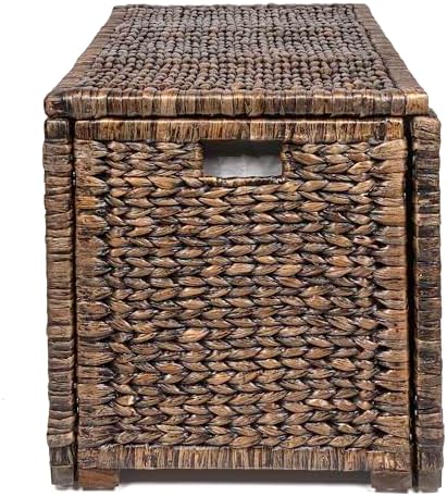 happimess Anada 30" Storage Trunk Wicker Weave Water Hyacinth, Brown Wash