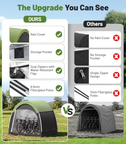 Housolution Anti-Theft Bike Storage Tent with Rain Cover for 4-5 Bikes