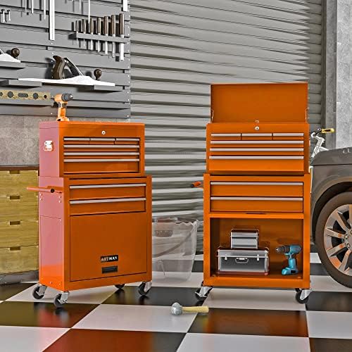 RYH 8 Drawers Rolling Tool Chests (Orange, 8 Drawers /43.1" H × 24.2" W)