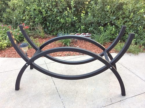 Woodhaven Black 3-Foot Crescent Firewood Rack, With Cover | Made in USA