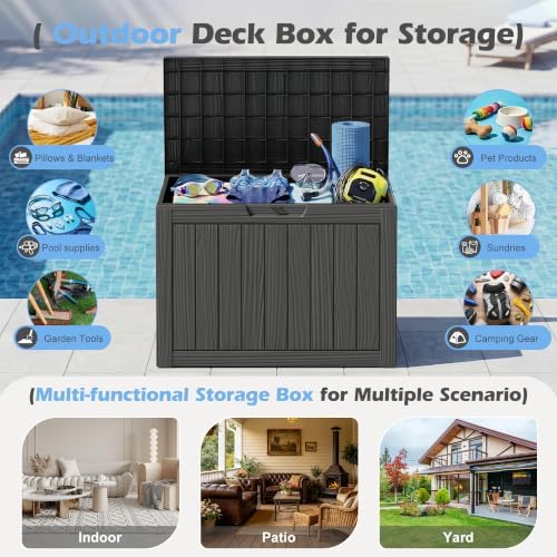 Outdoor Storage Box Waterproof, 45 Gallon Deck Box for Patio Storage