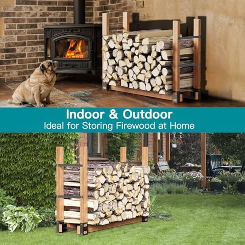 Eibikdi Firewood Rack Outdoor, Black, Set of 2