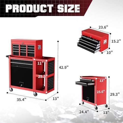 8 Drawer Rolling Tool Chest, 3-in-1 Assembled Tool Cabinet