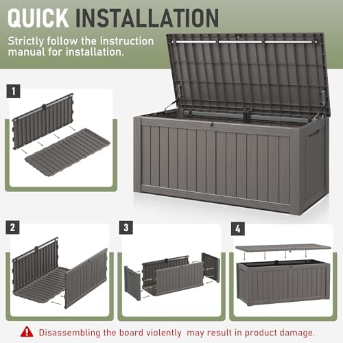 KAMABOKO Outdoor Storage Box, 150 Gallon Deck Box Outdoor Waterproof