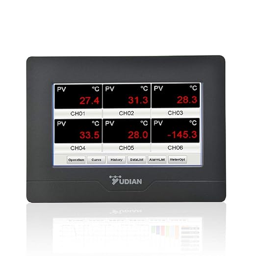 7-Inch Touch Screen 6-Zone Temperature Indicator/Panel Meter