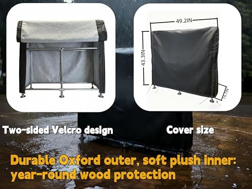 4ft Heavy Duty Firewood Rack Outdoor with Cover,2-Tier,6 Aluminum Base Feet