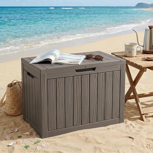 EFU Outdoor Storage Box 60 Gallon Deck Box, Waterproof Resin, Grey