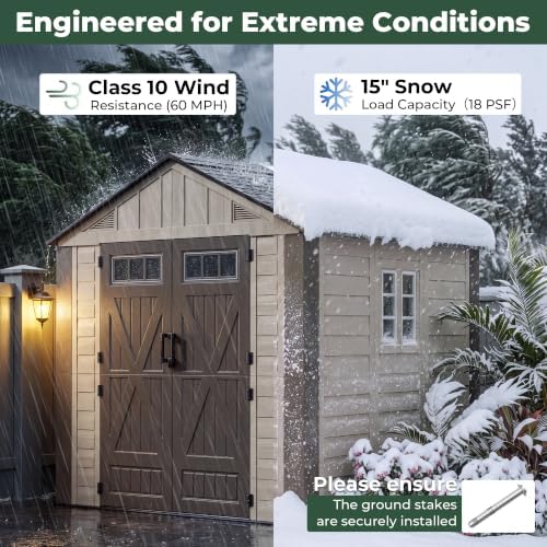 Resin Shed 8x8 FT Outdoor Storage Shed with Floor Included