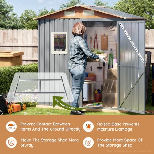 Verdeluxe 6x4FT Multi-Used Outdoor Storage Shed with Frame Floor