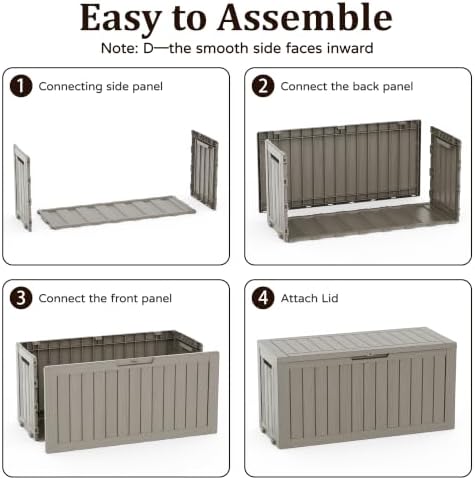 Outdoor Storage Box,100 Gallon Lockable Deck Box with Wheels,Grey