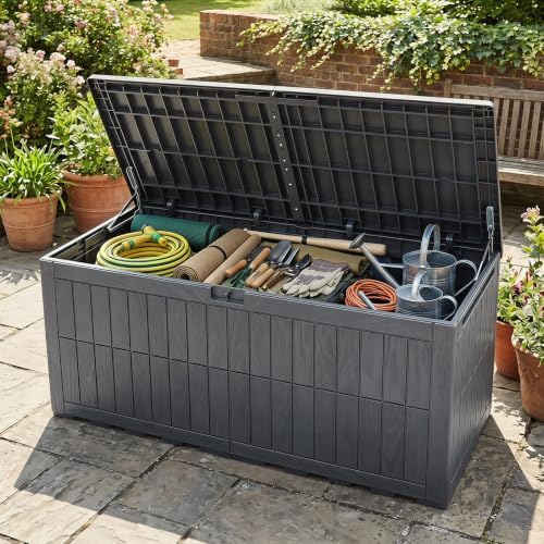 Tangkula 180 Gallon Outdoor Storage Box with Lockable Lid