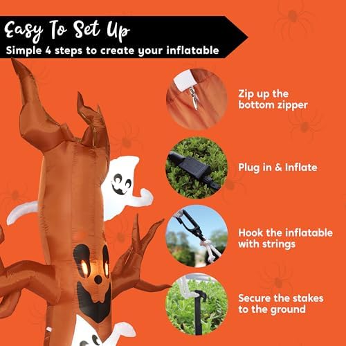 Joiedomi 8FT Halloween Inflatable Scary Tree with Ghost Decor,Blow Up Inflatables with Build-in LEDs Pumpkin and Tombstone