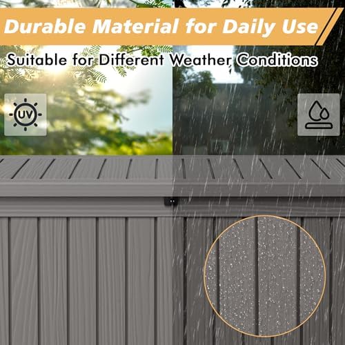 Fancyango 220 Gallon Large Outdoor Storage Deck Box Waterproof, Grey