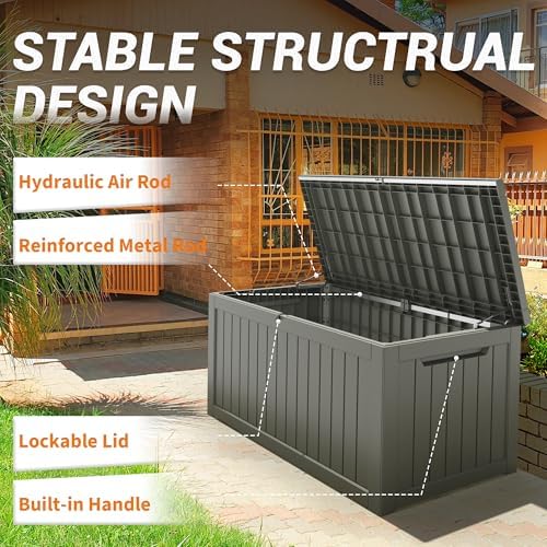 Outdoor Storage Box Waterproof, 280 Gallon Deck Box for Patio Storage