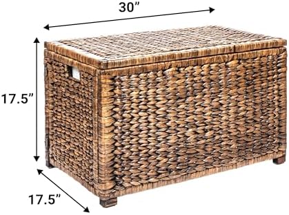 happimess Anada 30" Storage Trunk Wicker Weave Water Hyacinth, Brown Wash